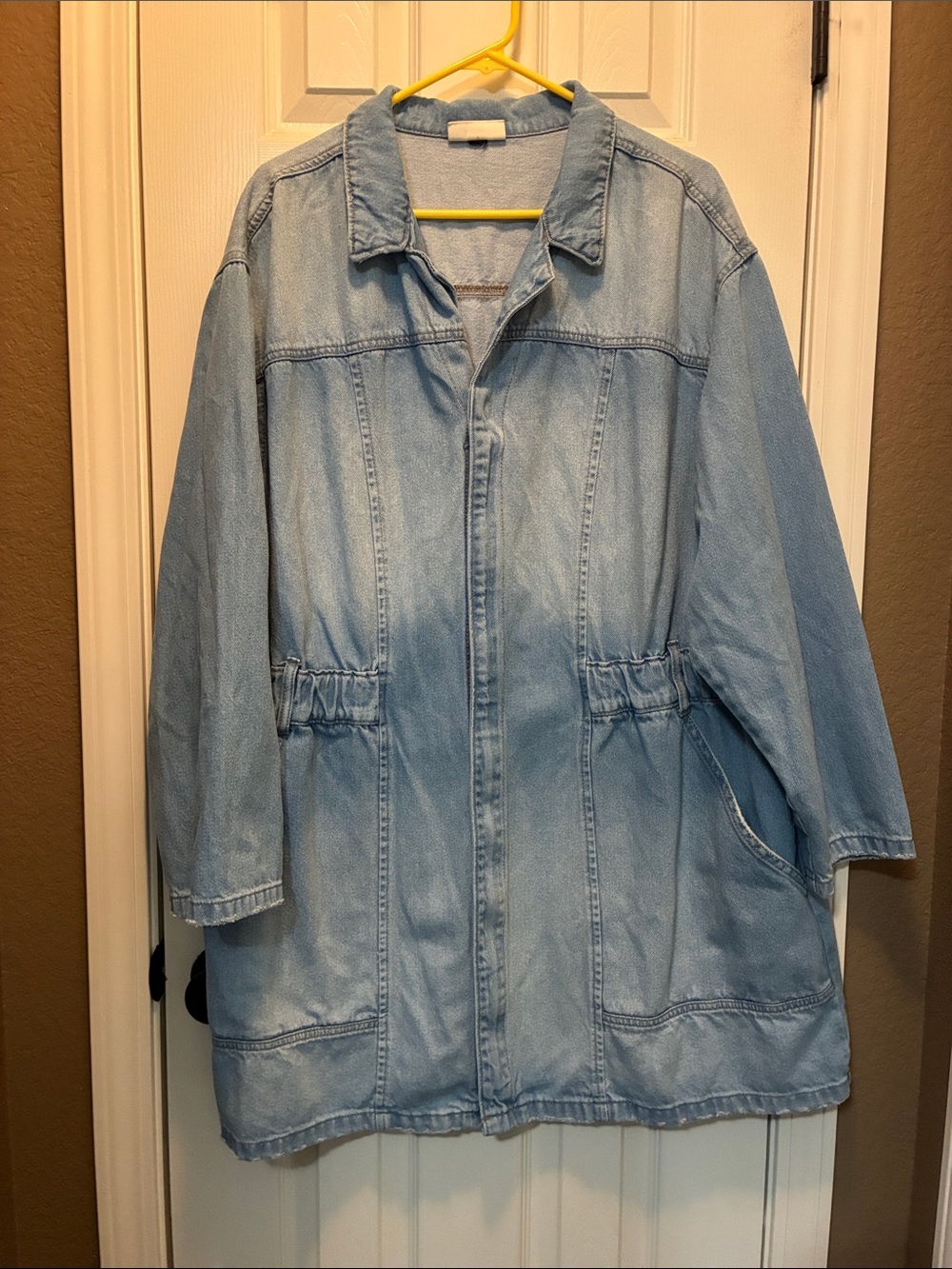 Universal Thread Light Blue Denim Zip up Dress with Elastic Waist